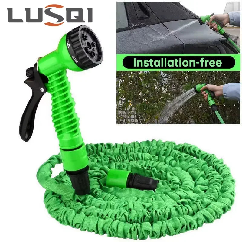 LUSQI 25FT-100FT Expandable Hose High Pressure Multifunctional Water Hose For Car Cleaning Home Garden Irrigation Spray Gun