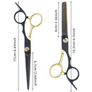 Professional Black Gold Barber Shears - Hair Thinning & Detachable Scissors Kit with Accessories for Salon/Home Use