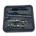 Professional Black Gold Barber Shears - Hair Thinning & Detachable Scissors Kit with Accessories for Salon/Home Use