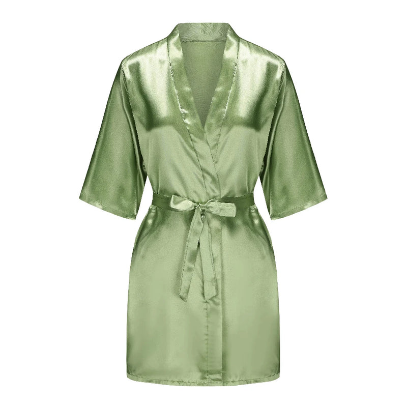 Satin Silk Robes Plus Size Wedding Bathrobe Bride Bridesmaid Mother Maid of Honor Gown Women Clothing Sleepwear Sage Green