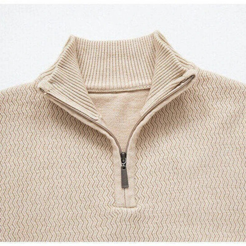 Men's Half-Zip Knit Sweater - Hunter Green 100% Polyester Business Casual (Navy/Tan/Black) M-3XL Lightweight & Anti-Pilling